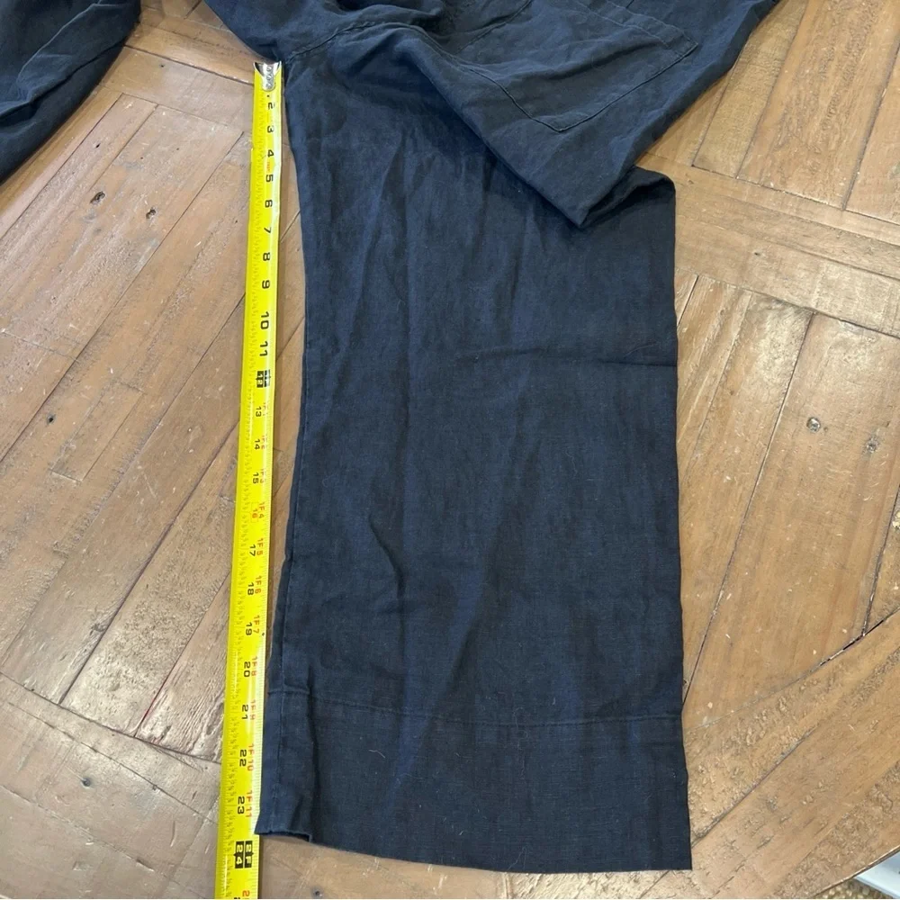 Everlane Square Neck Crop Flax Linen Overall Jumpsuit Size 6 Washed Black